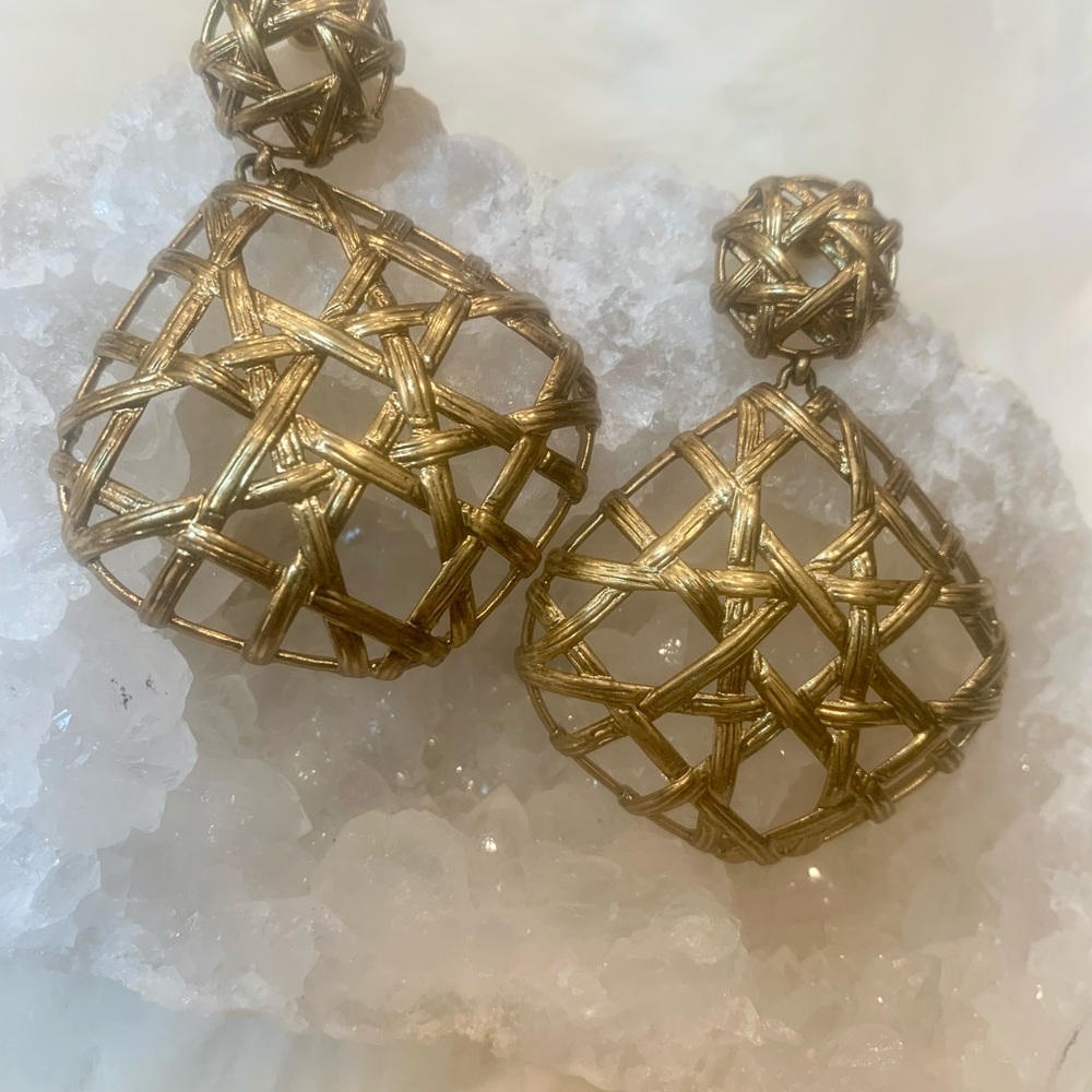 Kendra Scott Natalie Gold Filigree Statement Earrings